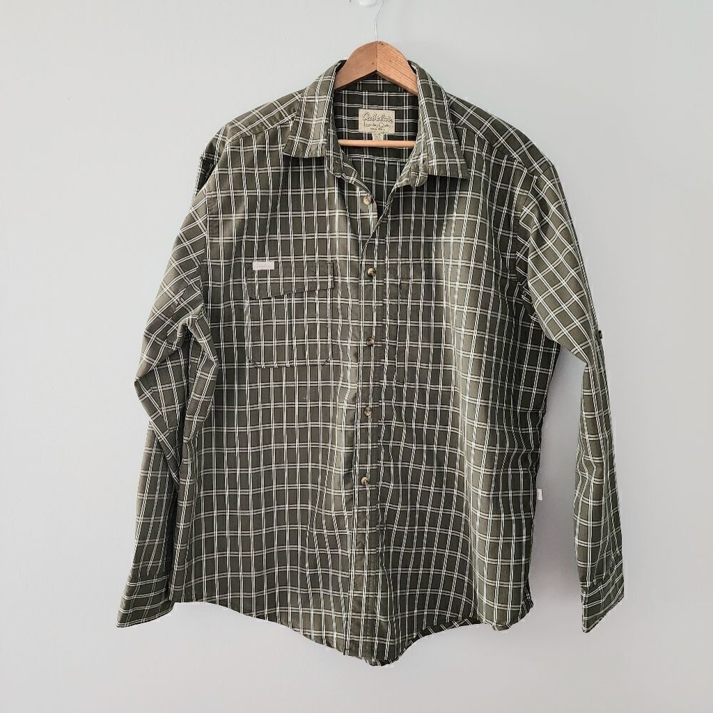 Cabela's plaid button up shirt size XL men's green